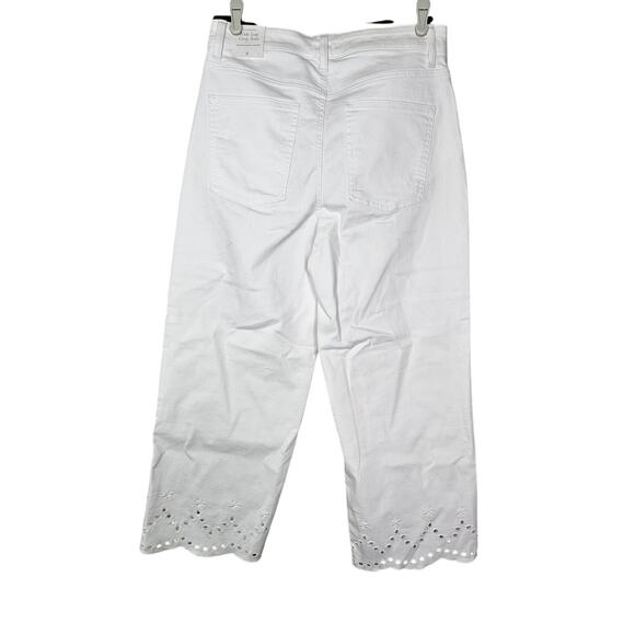 NEW Talbots 8 Wide Leg Crop White Jean Eyelet Coastal Preppy High Waist Casual - Picture 2 of 5